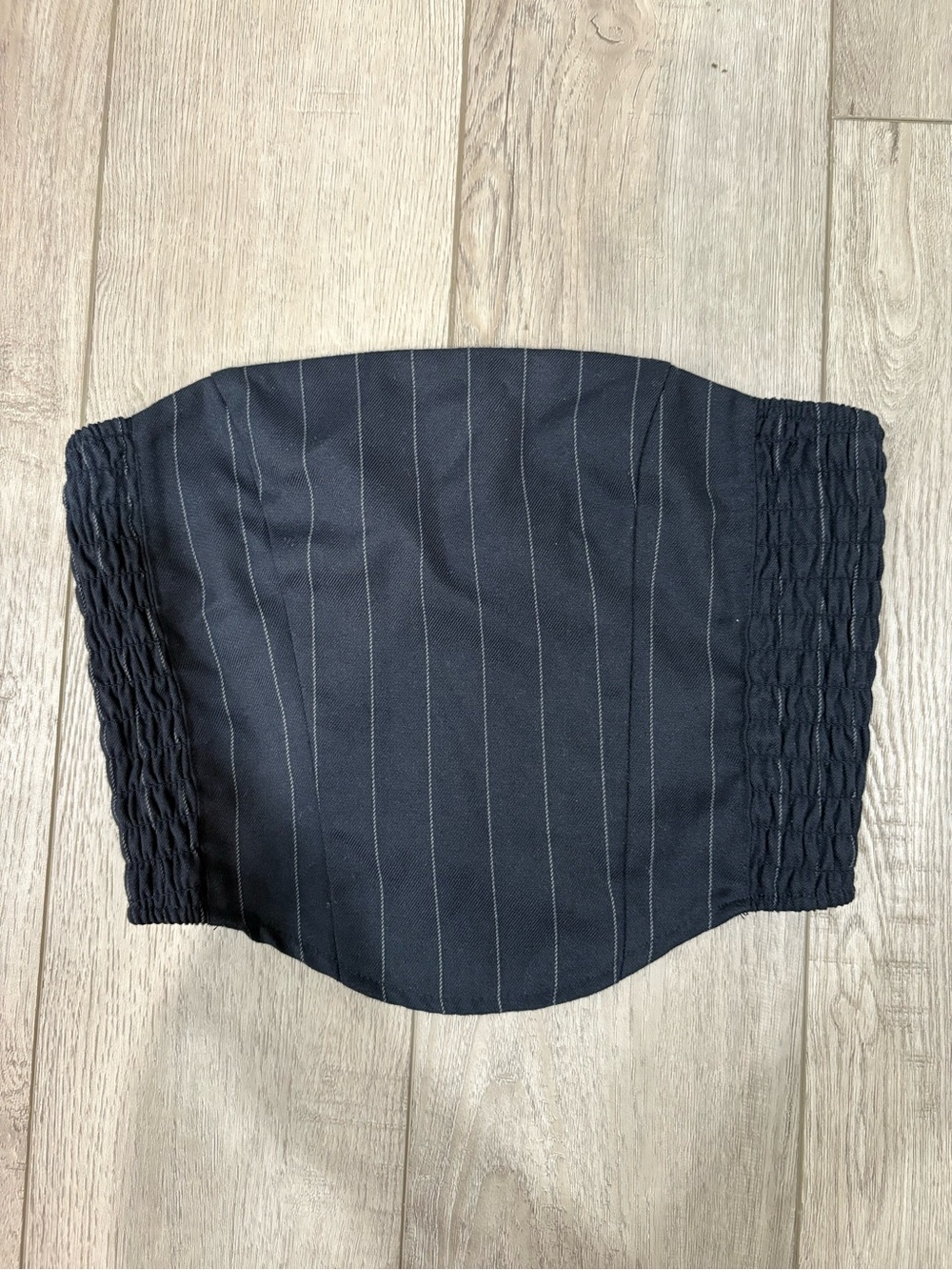 HM navy Pinstripe Smocked Bustier Top